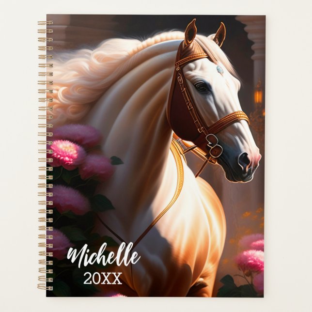 Beautiful White Horse Planner (Front)
