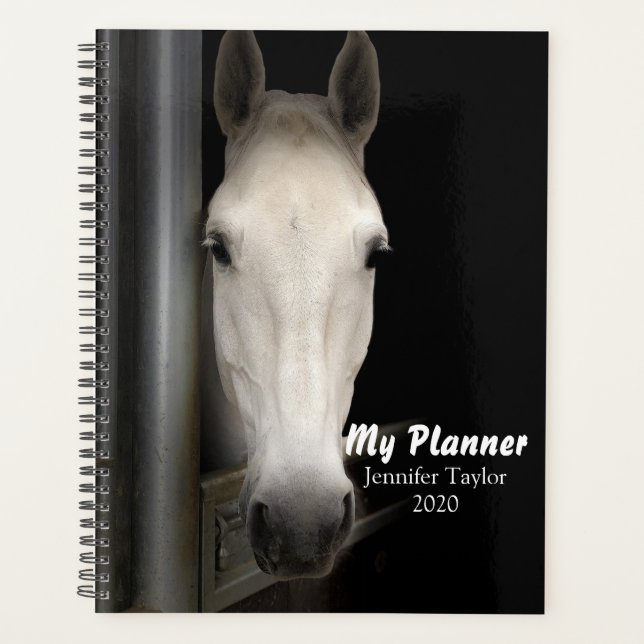 Beautiful White Horse Planner (Front)