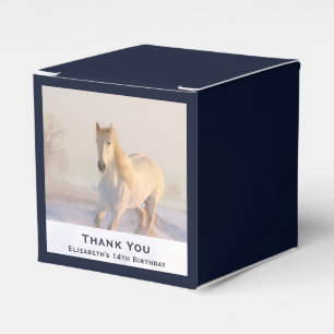 Beautiful White Horse Running in the Snow Birthday Favor Box