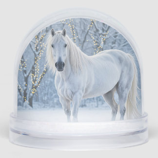 Beautiful White Horse Snow Christmas Holiday