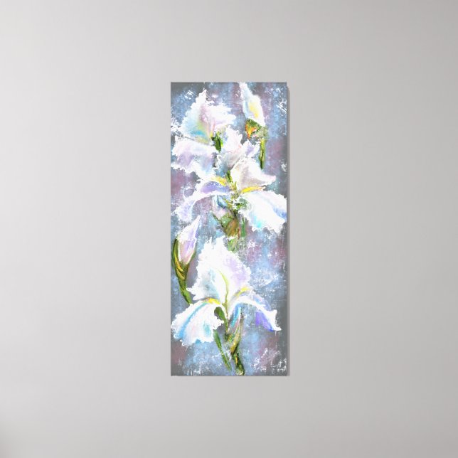 Beautiful White Iris Flowers - Original Painting  Canvas Print (Front)