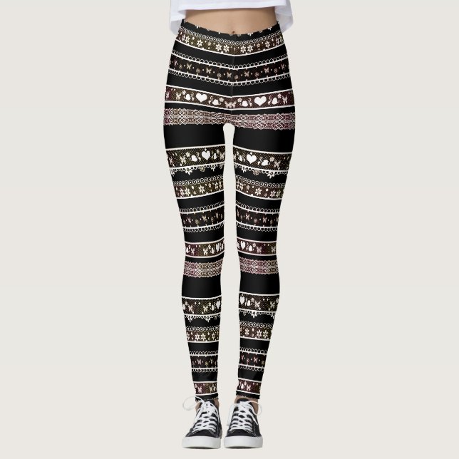Beautiful, white, lace leggings, lace, braid leggi leggings (Front)