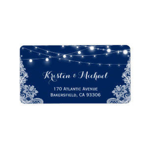 Beautiful White Lace String Lights Navy Blue Label