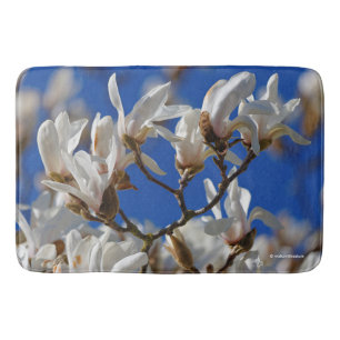 Beautiful White Magnolia Sargentiana Flowers Bath Mat
