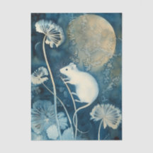 Beautiful White Mouse Cyanotype Printing