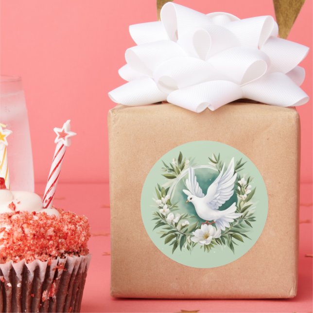 Beautiful White Peace Dove Classic Round Sticker (Party)