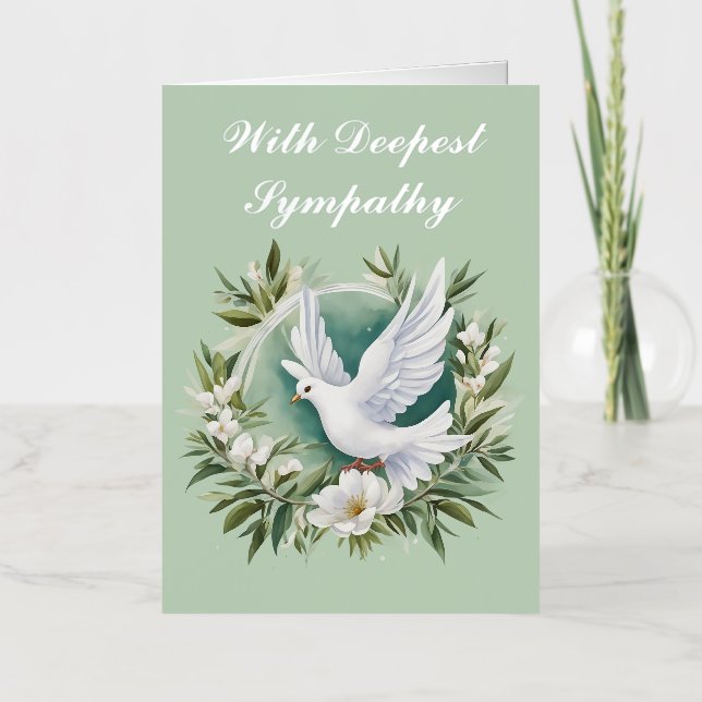Beautiful White Peace Dove Foil Holiday Card (Front)
