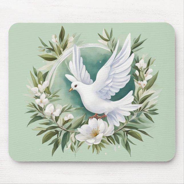 Beautiful White Peace Dove Mouse Pad (Front)