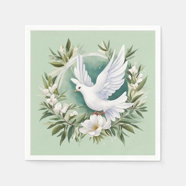 Beautiful White Peace Dove Napkin (Front)