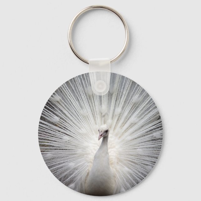 Beautiful white peacock keychain (Front)