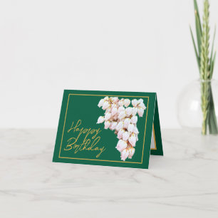 Beautiful White Pieris Flowers Chic Happy Birthday Card