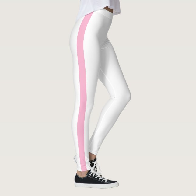 Beautiful White Pink Stripe Leggings (Right)