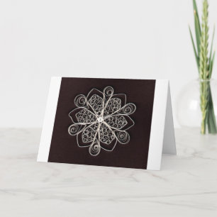 Beautiful White Quilled Snowflake Black Background Card