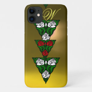 BEAUTIFUL WHITE  RED ROSES TRIANGLE MONOGRAM Case-Mate iPhone CASE