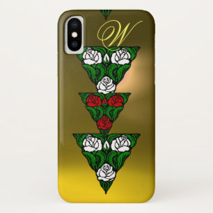 BEAUTIFUL WHITE  RED ROSES TRIANGLE MONOGRAM Case-Mate iPhone CASE