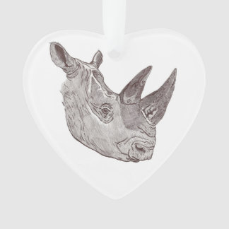 Beautiful White Rhinoceros portrait  Ornament