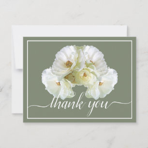 Beautiful White Rose Colour Backdrop Chic Thank Yo Postcard