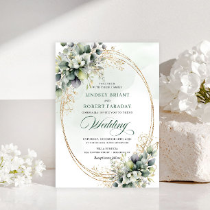 Beautiful white rose gold wedding invitation