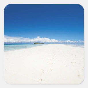 Beautiful white sand beach and turquoise ocean square sticker