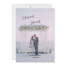Beautiful White Save the Date Wedding Invitation