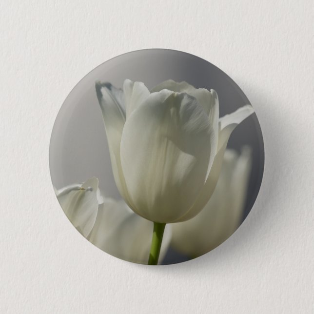 Beautiful White Spring Tulips 2 Inch Round Button (Front)