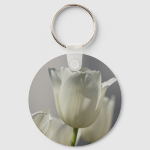 Beautiful White Spring Tulips Keychain