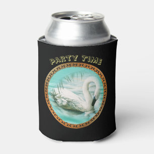 Beautiful white swan in a turquoise blue water can cooler