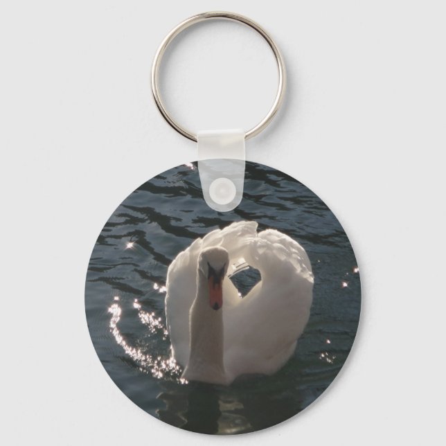 Beautiful white swan keychain (Front)