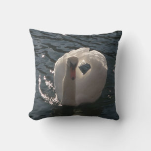 Beautiful white swan throw pillow