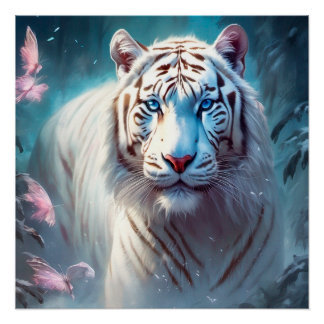Beautiful White tiger Poster
