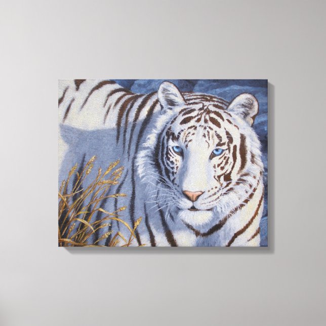 Beautiful White Tiger with Crystal Blue Eyes Canvas Print (Front)