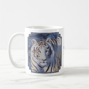 Beautiful White Tiger with Crystal Blue Eyes Coffee Mug