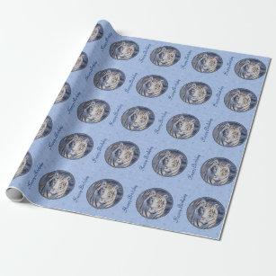 Beautiful White Tiger with Crystal Blue Eyes Wrapping Paper