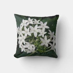 Beautiful White Tropical Flowers Pillow