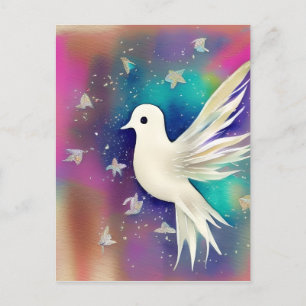 Beautiful White Watercolor Dove Postcard
