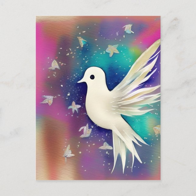 Beautiful White Watercolor Dove Postcard (Front)