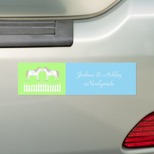 Beautiful White Wedding Horses Custom Bumper Sticker (On Car)
