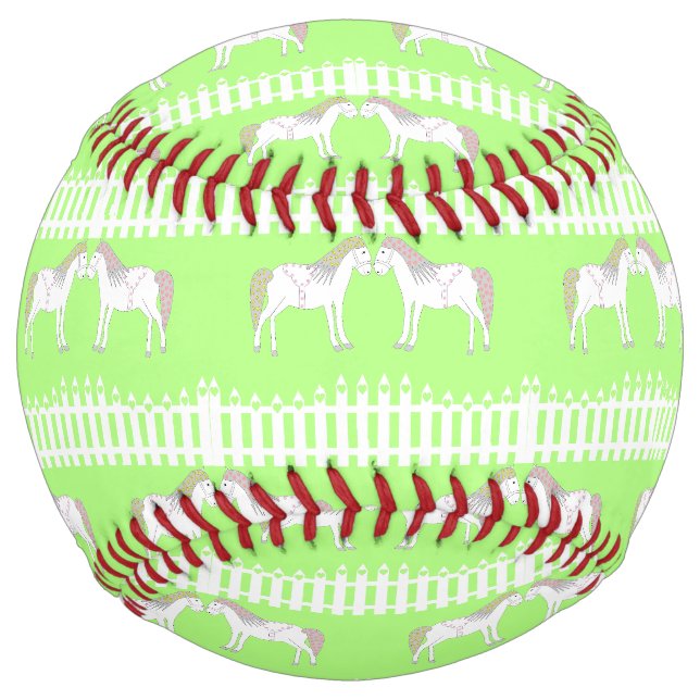 Beautiful White Wedding Horses Patterned Softball (Front)