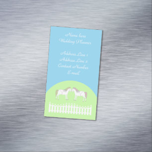 Beautiful White Wedding Horses Wedding Planner Magnetic Business Card