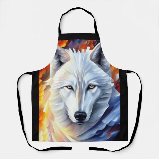 Beautiful White Wolf Painting  Apron (Front)
