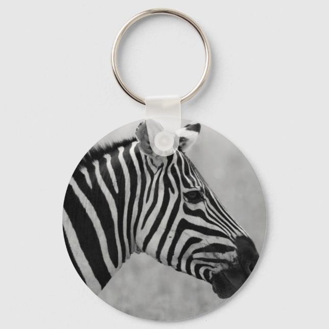 Beautiful wild black and white zebra design keychain (Front)