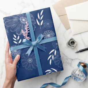 Beautiful Wild Flower Doodles Pattern Wrapping Paper