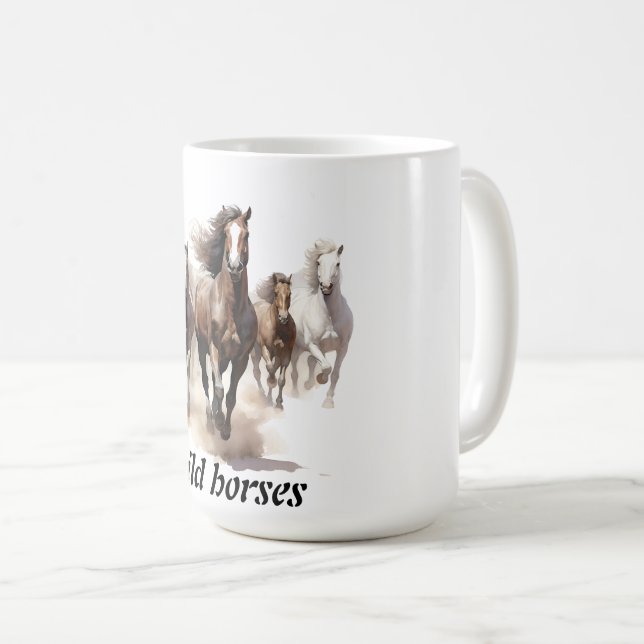 beautiful wild horses coffee mug (Front Right)