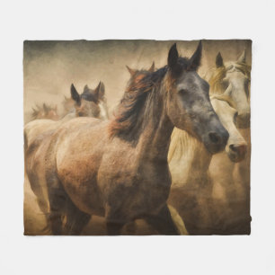 Beautiful Wild Horses Fleece Blanket