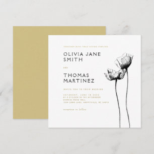 Beautiful Wild Rustic Elegant Black Floral Wedding Invitation