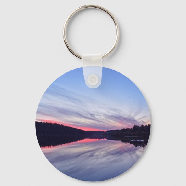 Beautiful Wilderness Sunset over Lake Photo Keychain (Front)