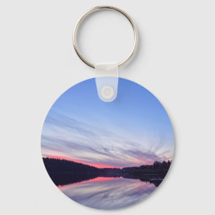 Beautiful Wilderness Sunset over Lake Photo Keychain