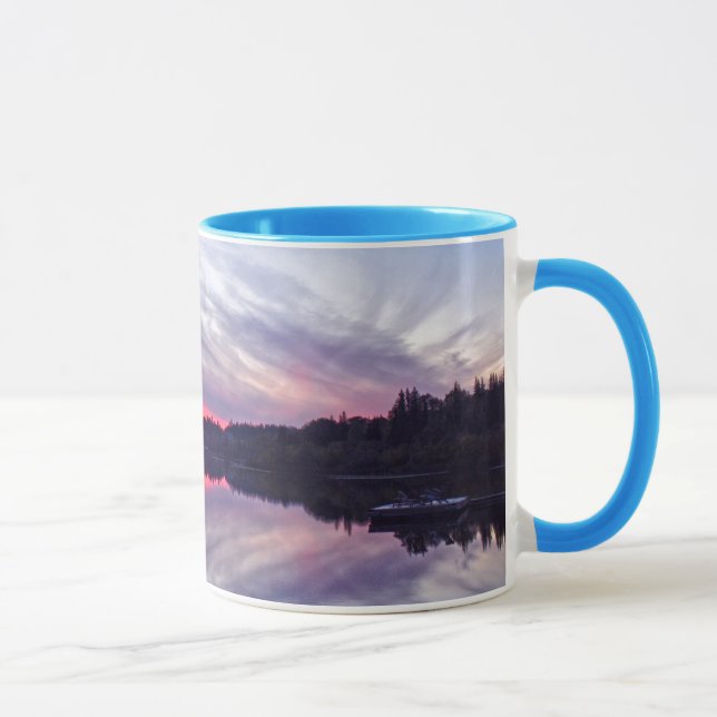 Beautiful Wilderness Sunset over Lake Photo Mug (Right)