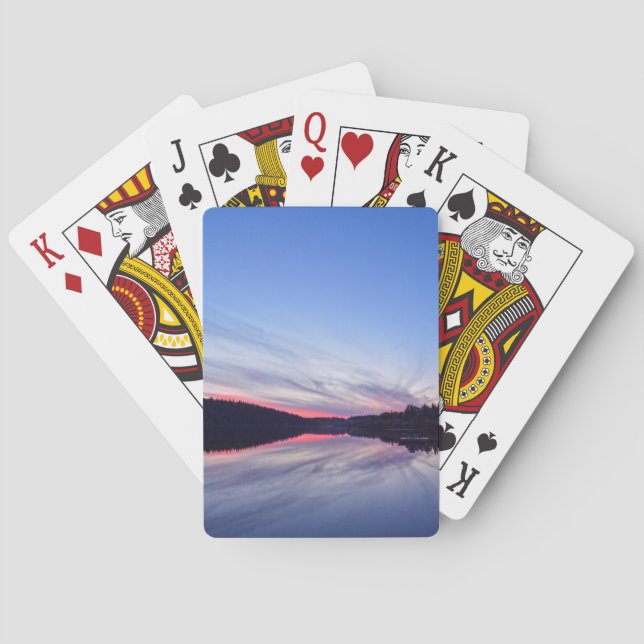 Beautiful Wilderness Sunset over Lake Photo Playing Cards (Back)