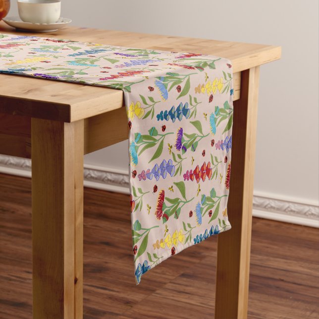 Beautiful Wildflower, Bee, Lady Bug Short Table Runner (In Situ)